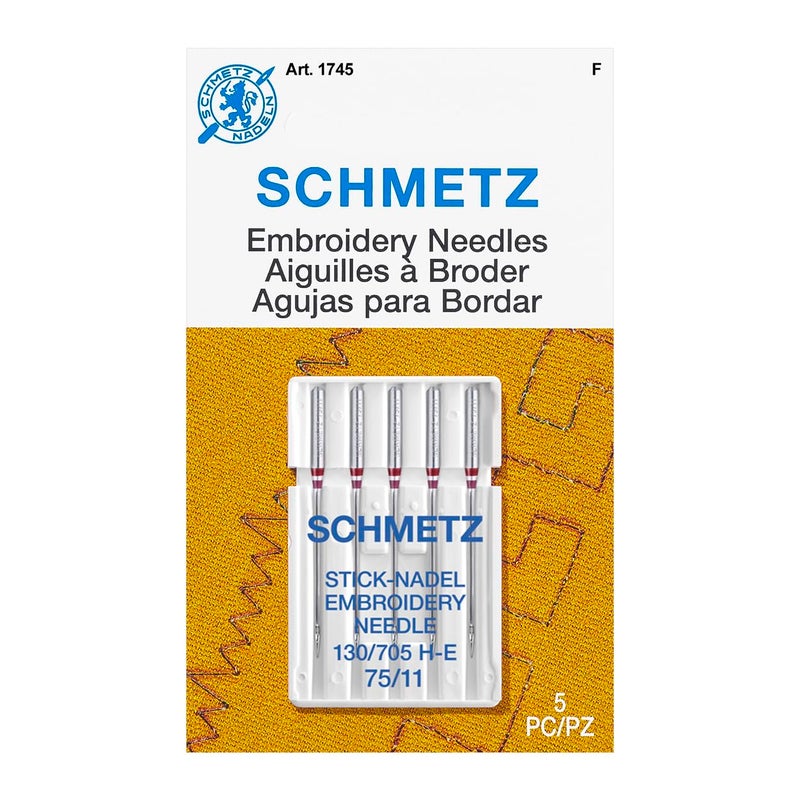SCHMETZ Embroidery Sewing Machine Needles - Precision Needles, Size 75/11, 5-Needle Cards, Pack of 1 - Image 1